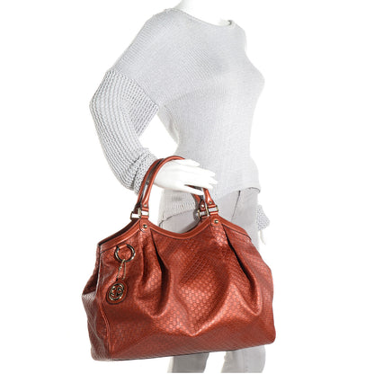 Gucci Metallic Microguccissima Large Sukey Tote Burnt Orange 2 of 7
