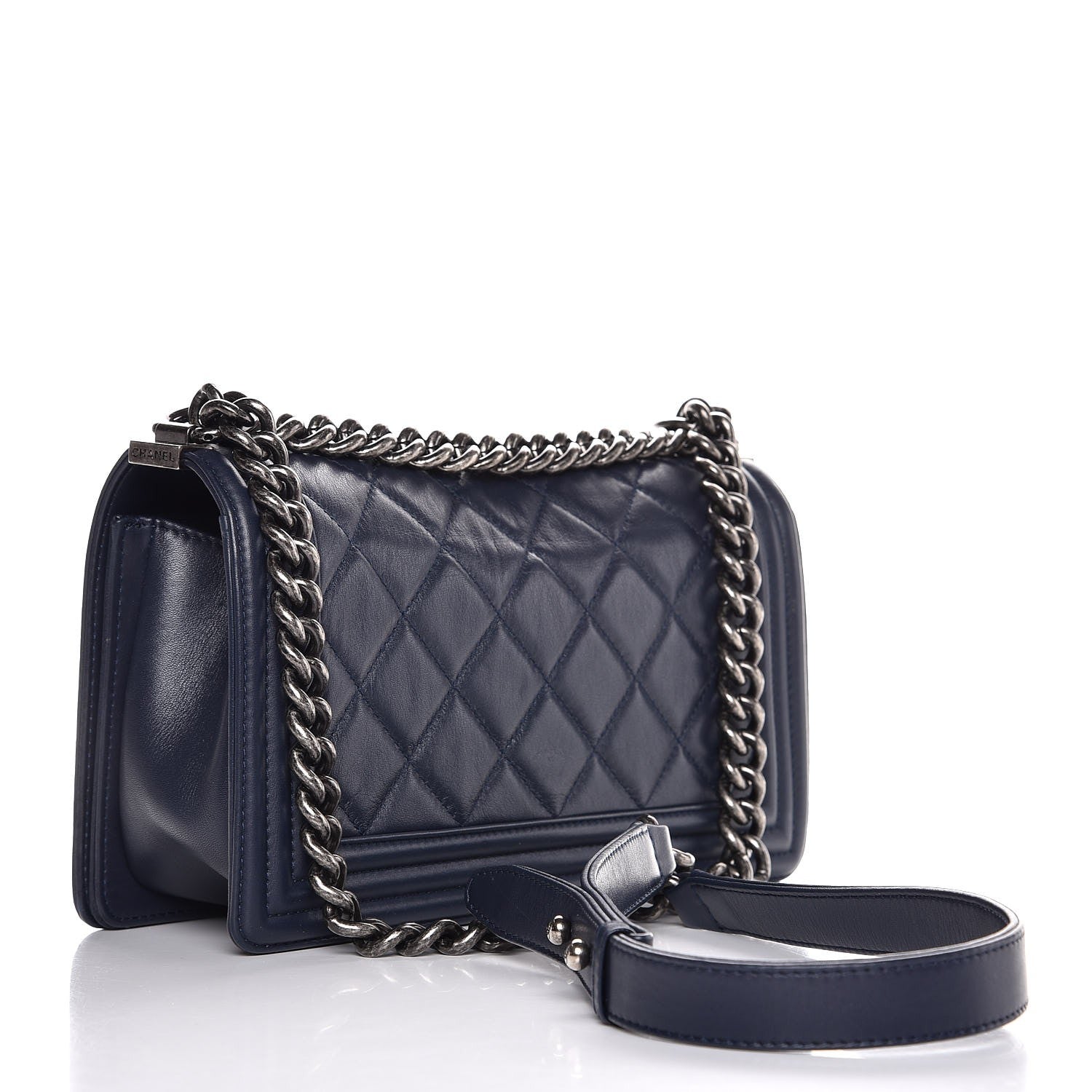 Chanel Calfskin Quilted Medium Boy Flap Navy Blue 3 of 11