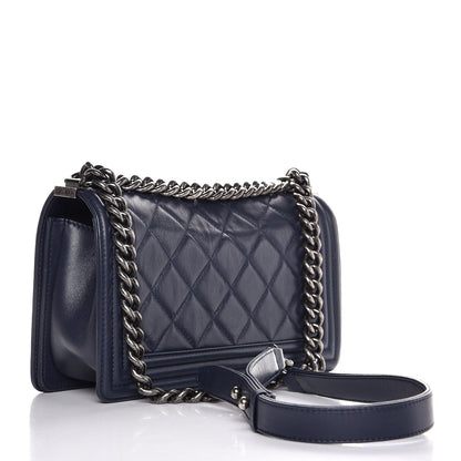 Chanel Calfskin Quilted Medium Boy Flap Navy Blue 3 of 11