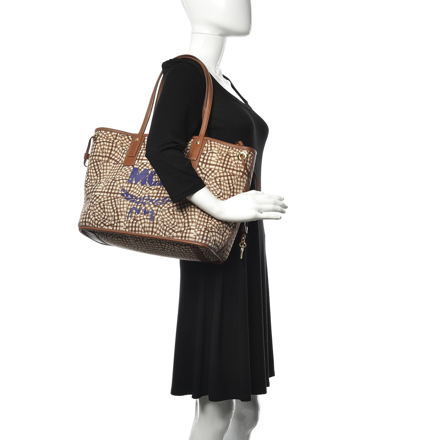 MCM Visetos Medium Liz Reversible Shopper Tote Cognac 3 of 18