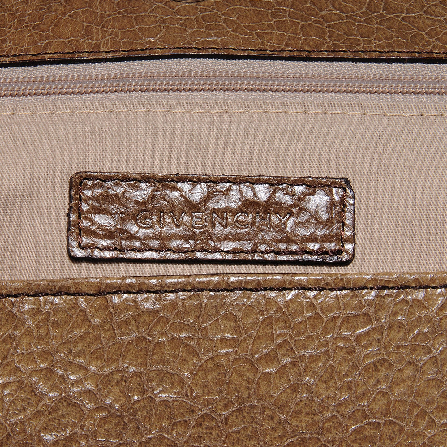 Crackled Patent Envelope Folded Clutch Light Brown