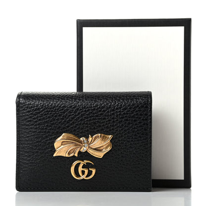 Gucci Calfskin GG Marmont Bow Card Case Black 7 of 7