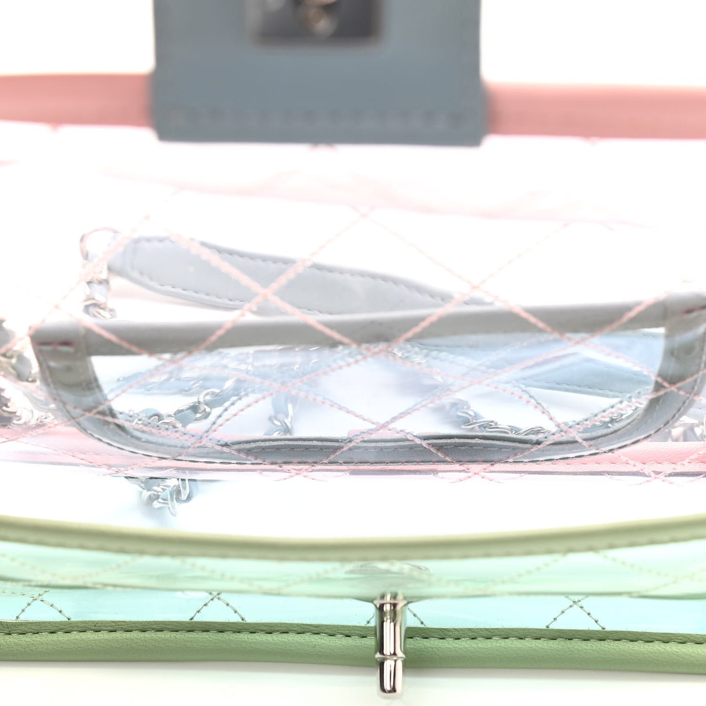 Lambskin PVC Quilted Mini Coco Splash Flap Blue Green