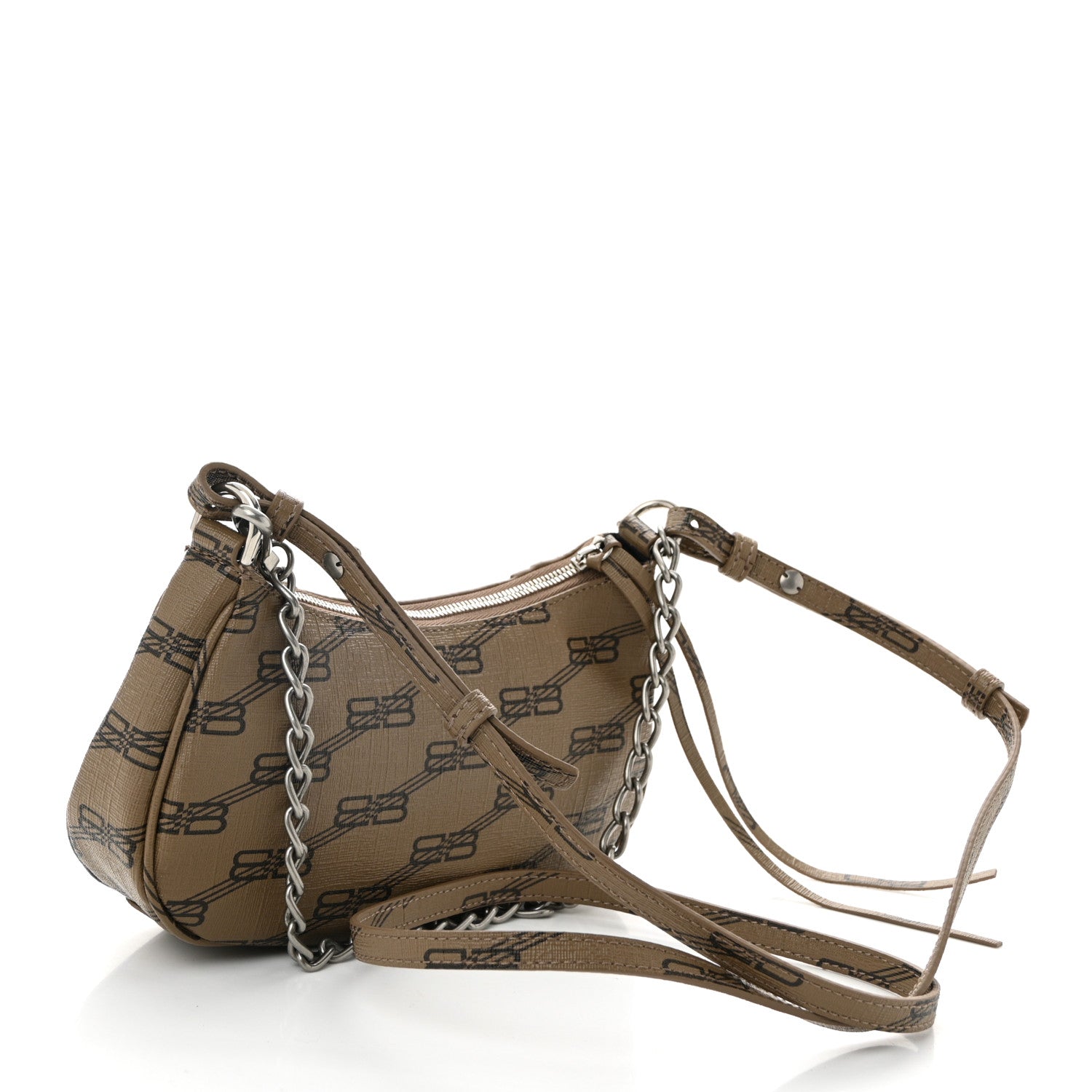Balenciaga Coated Canvas BB Monogram Le Cagole Mini Purse With Chain Beige Brown 3 of 10