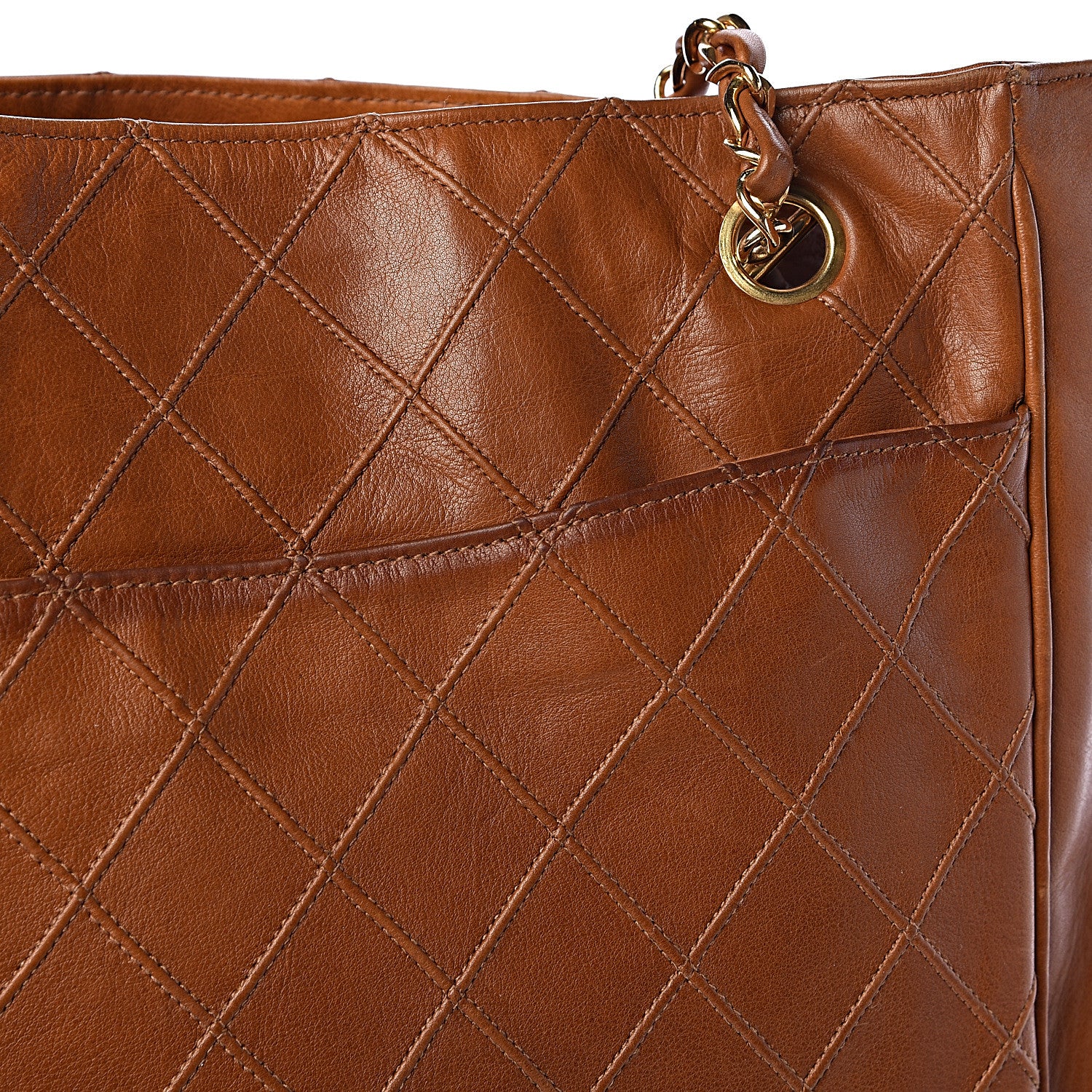 Chanel Lambskin Diamond Embossed Shopping Tote Brown 11 of 19