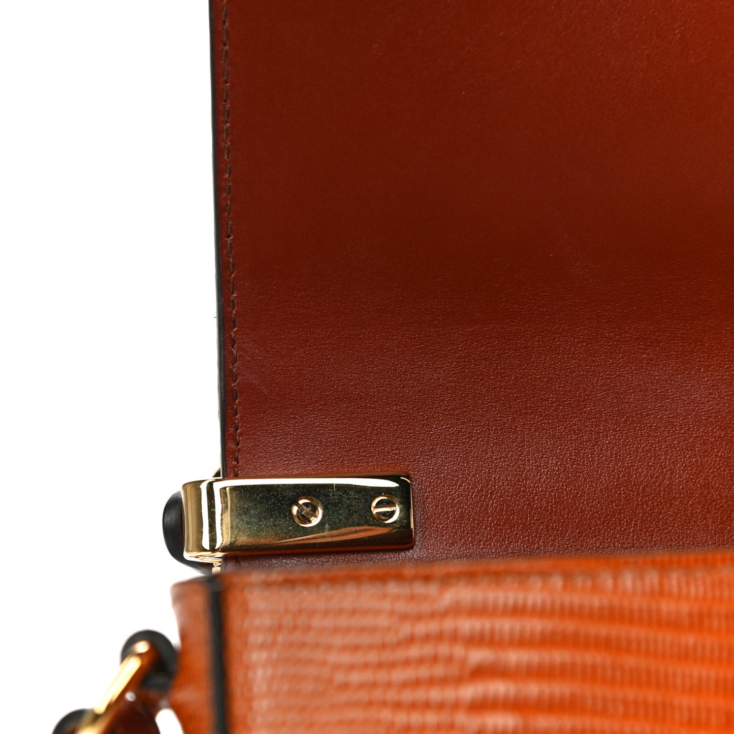 Calfskin Crocodile Embossed Mini C Double Carry Woodsy Green Chestnut Brown