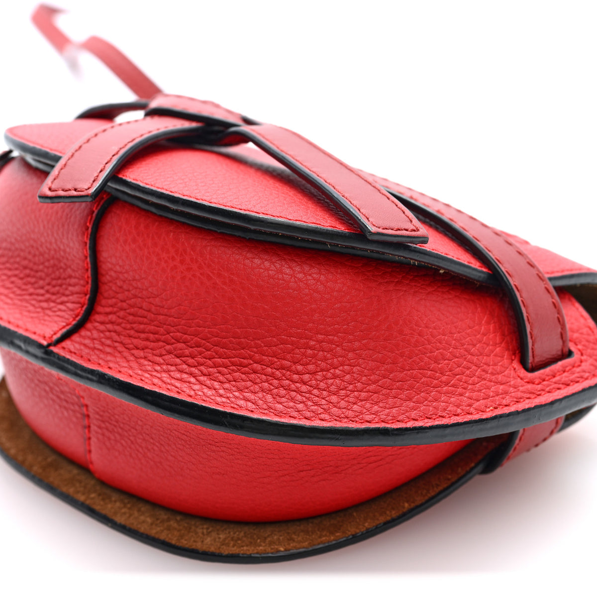 Grained Calfskin Mini Gate Crossbody Bag Scarlet Burnt Red