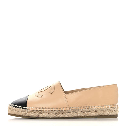 Chanel Lambskin CC Espadrilles 40 Beige Black 1 of 9
