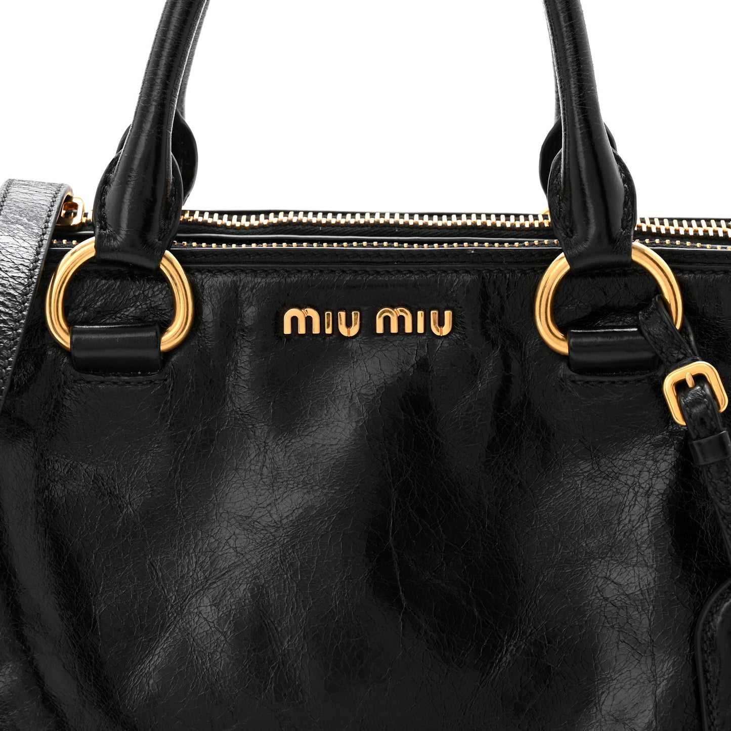 Vitello Shine Top Handle Satchel Black
