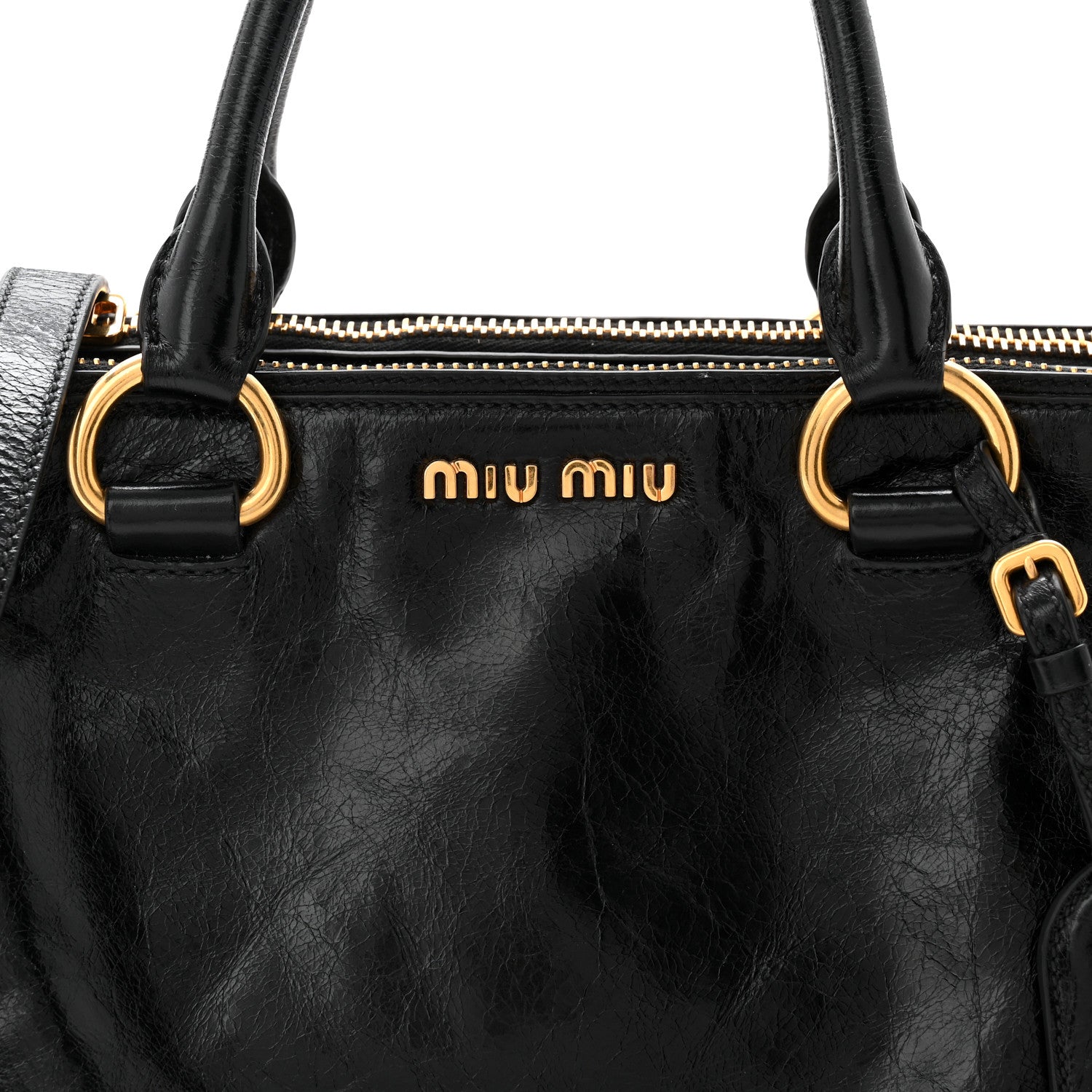 Miu Miu Vitello Shine Top Handle Satchel Black 6 of 8