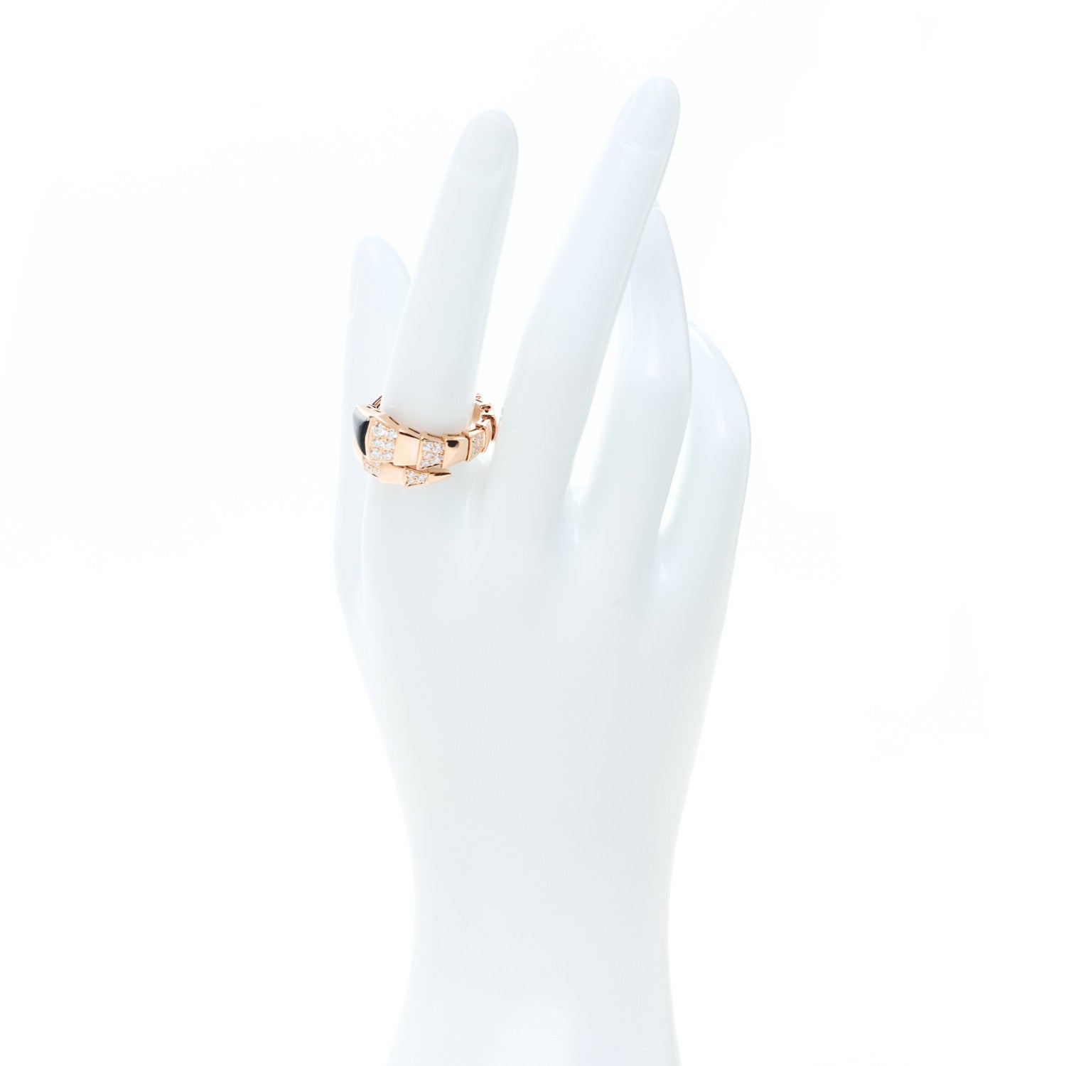 Bulgari 18K Rose Gold Diamond Black Onyx Serpenti Viper Ring XXL 2 of 5