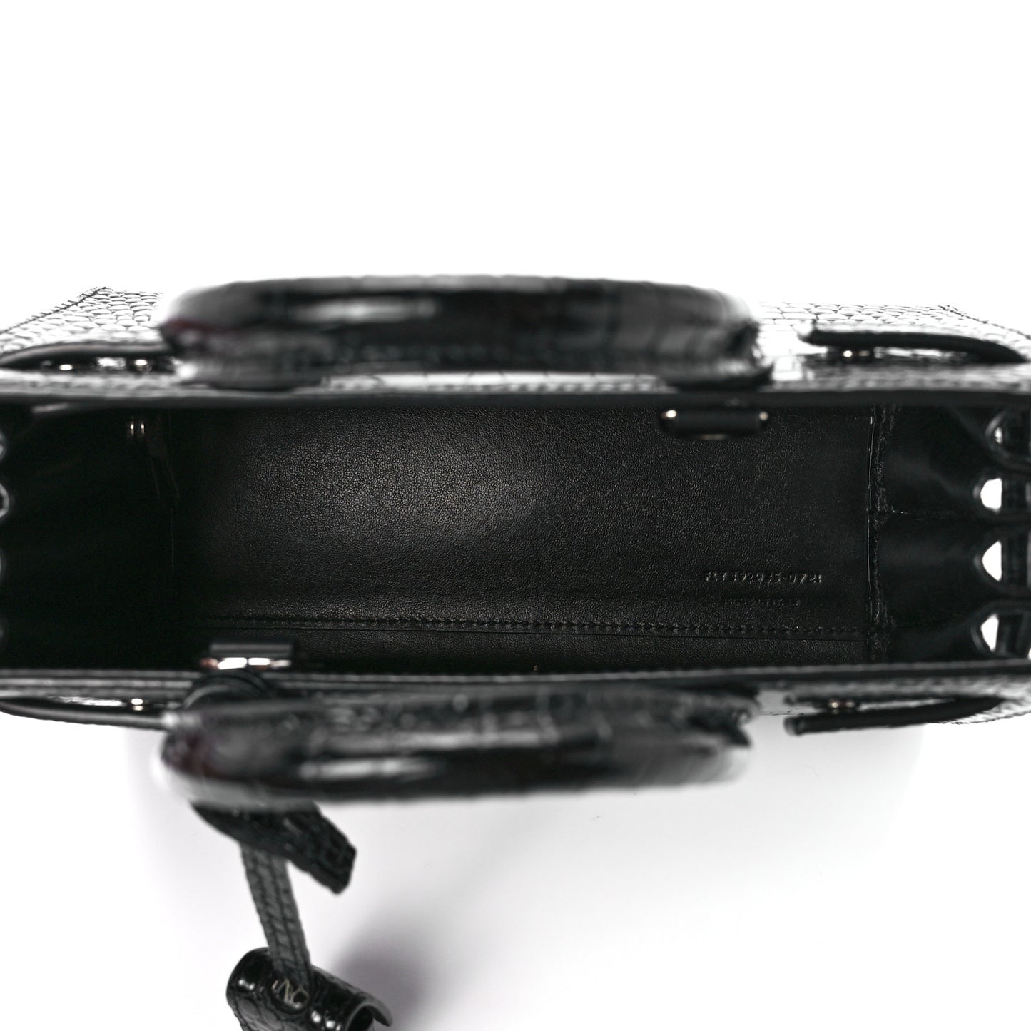 Calfskin Crocodile Embossed Nano Sac De Jour Black