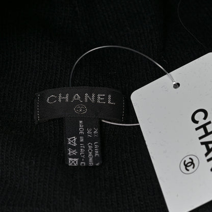Chanel Cashmere Logo Beanie Hat Black Yellow 3 of 4