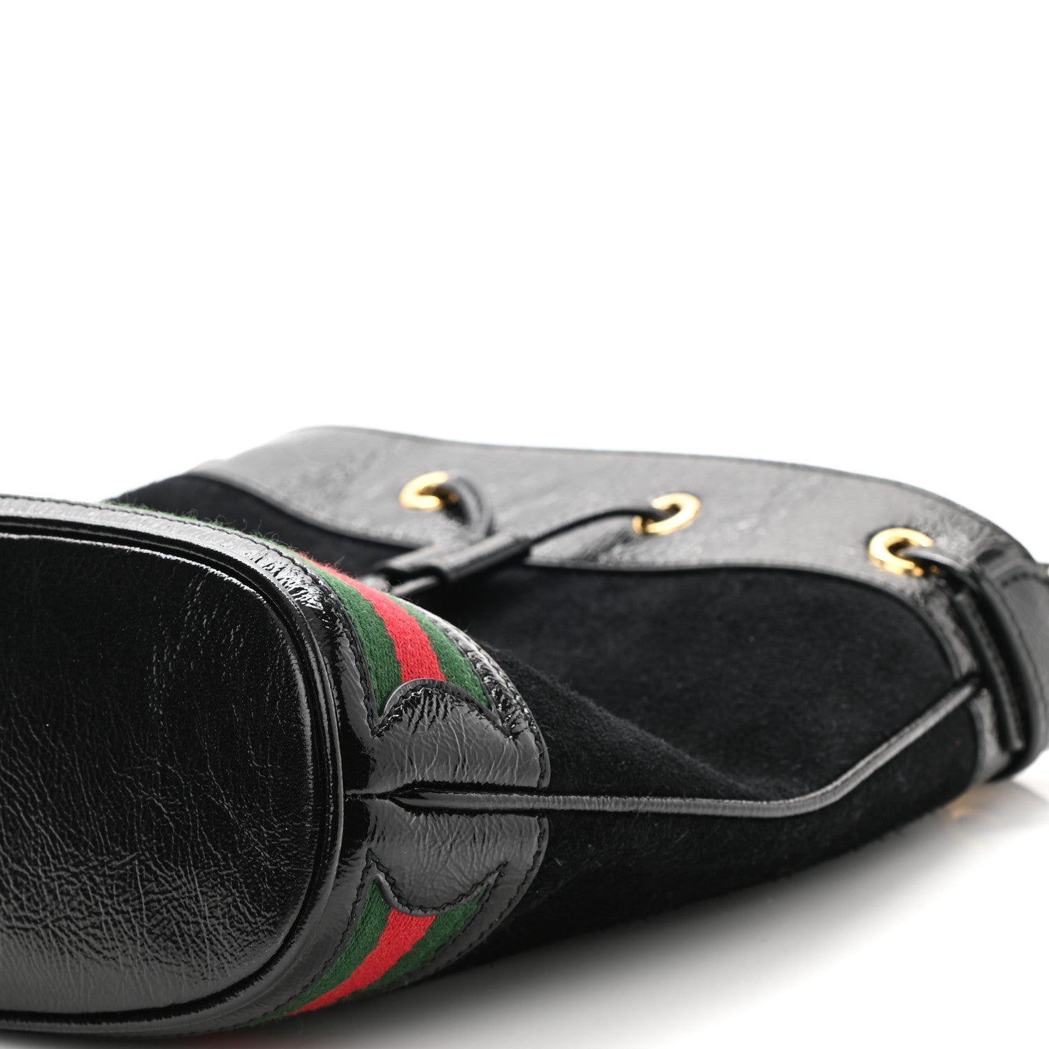 Gucci Suede Patent Web Small Ophidia Bucket Bag Black 11 of 11