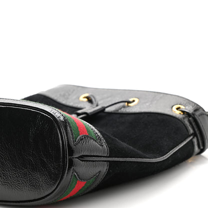 Gucci Suede Patent Web Small Ophidia Bucket Bag Black 11 of 11