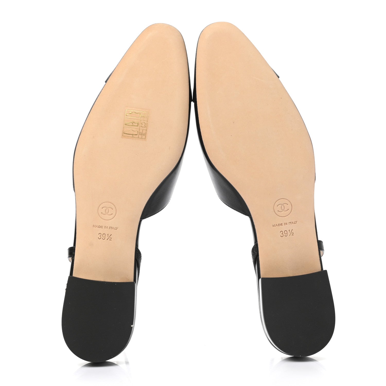 Chanel Goatskin Grosgrain Cap Toe CC Slingback Sandals 39.5 Black 5 of 8