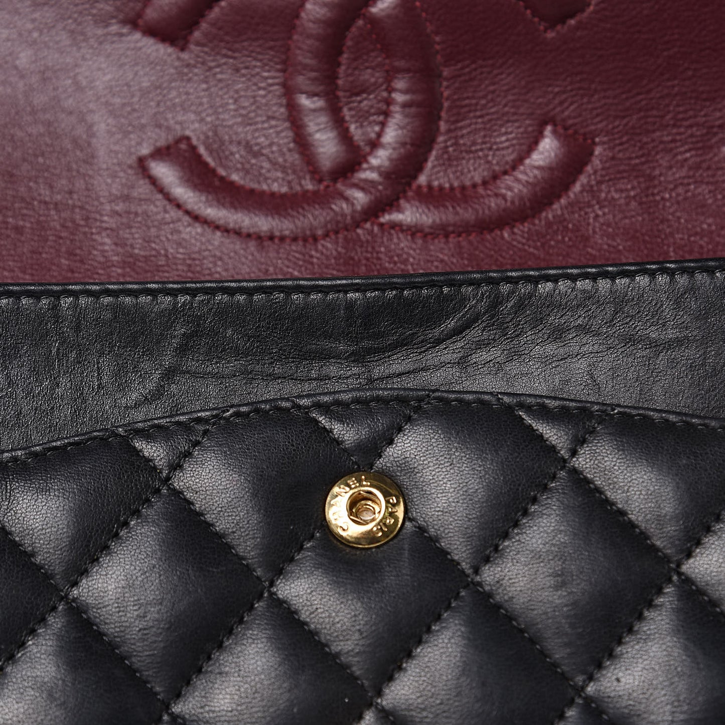 Lambskin Quilted Medium Double Flap Black