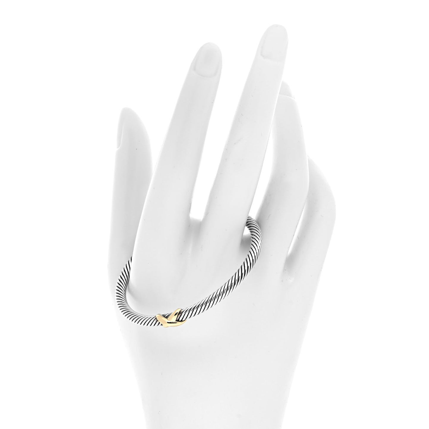 Sterling Silver 18K Yellow Gold 4mm X Station Cable Bracelet