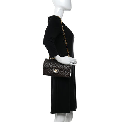 Chanel Lambskin Quilted Small Double Flap Dark Brown 2 of 10