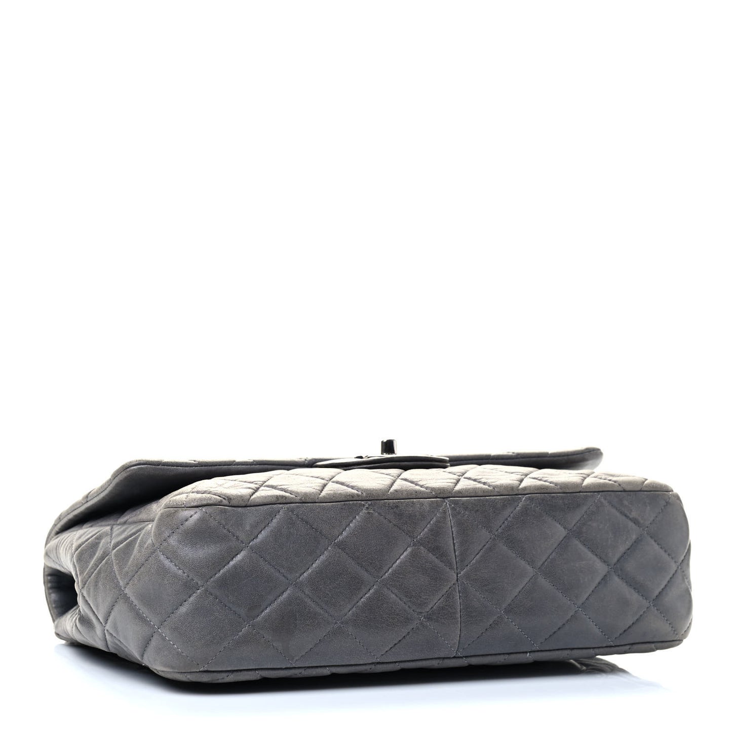 Lambskin Quilted Jumbo Single Flap Grey