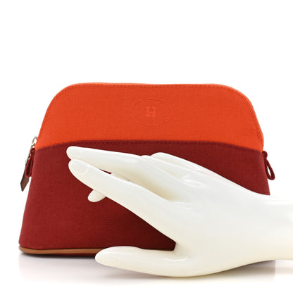 Hermes Cotton Canvas Mini Bolide Travel Cosmetic Pouch Feu Tomette 2 of 12