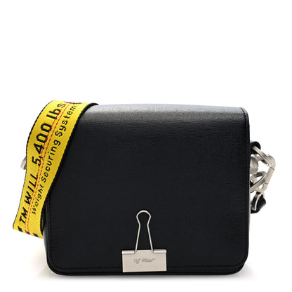 Off-White Saffiano Binder Clip Bag Black 1 of 10