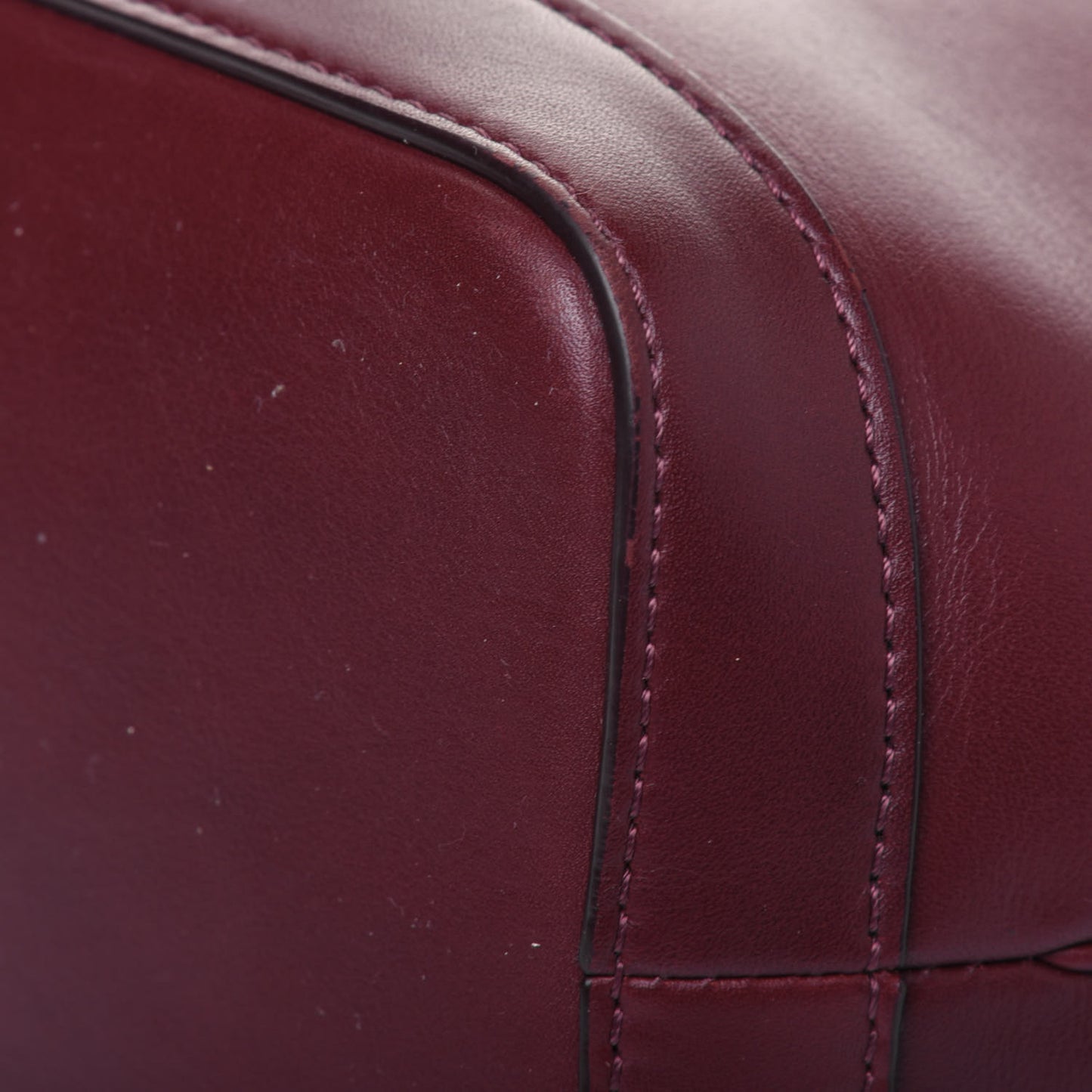 Smooth Calfskin Buckle Bucket Bag Burgundy