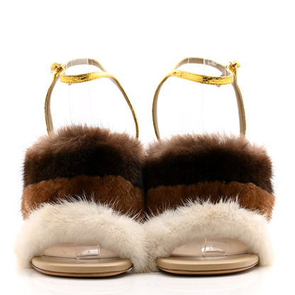 Fendi Mink Ayers Lucite Fendi First 95mm Sandals 37 Natural Brown 2 of 10