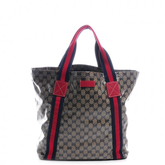 Crystal Monogram Medium Web Handle Vertical Tote Navy