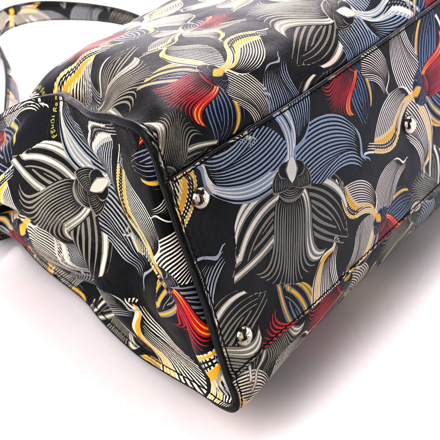 Calfskin Orchid Large Peekaboo Iconic Satchel Black Multicolor