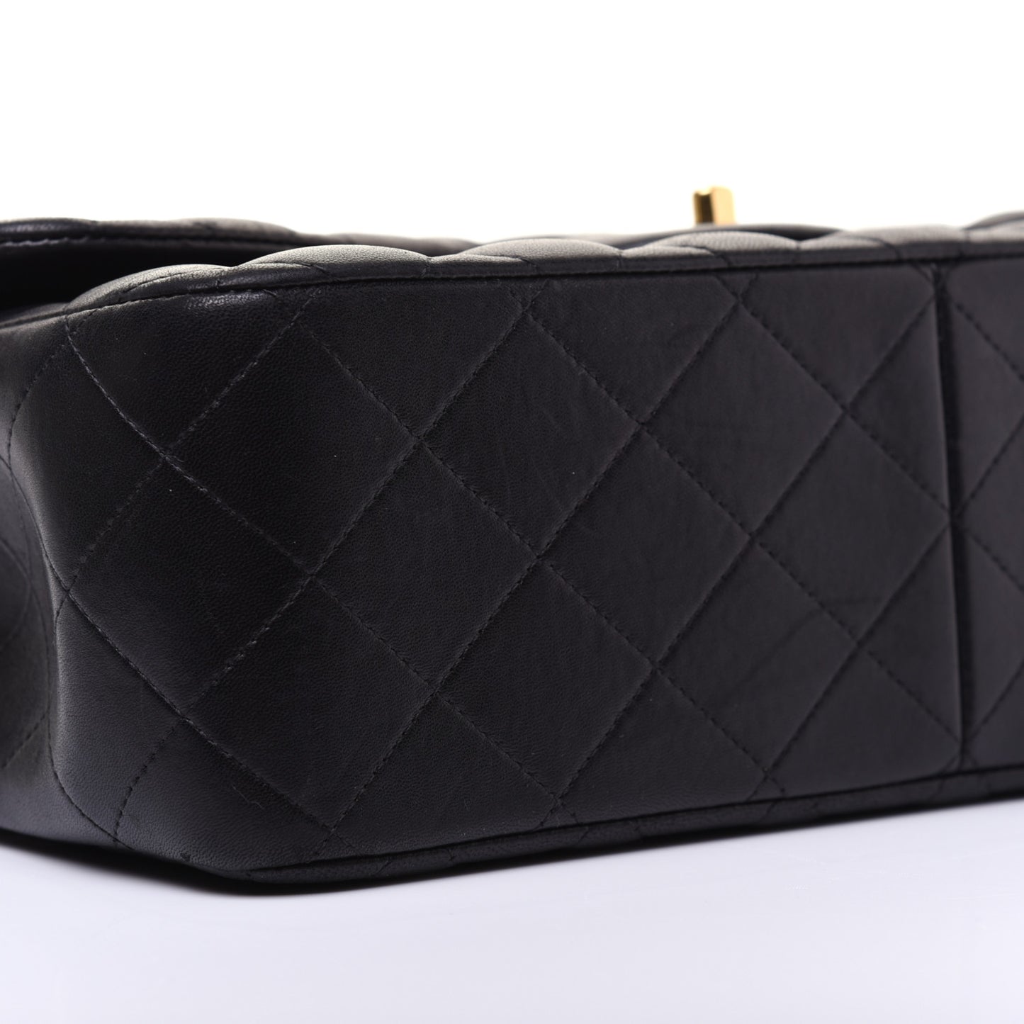 Lambskin Quilted Jumbo Double Flap Black