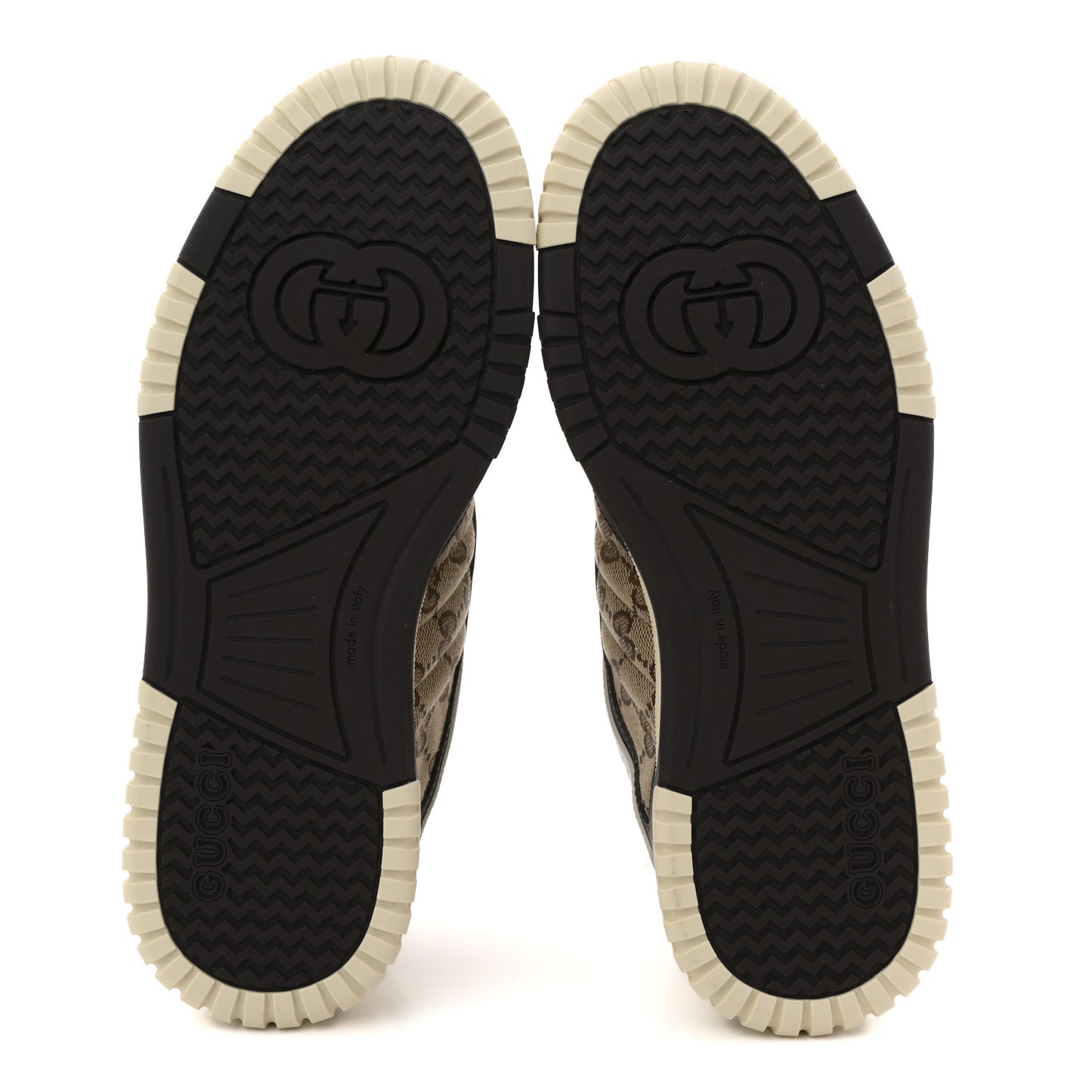 Calfskin Suede GG Monogram Re-Web Womens Sneakers 37 White Beige Ebony