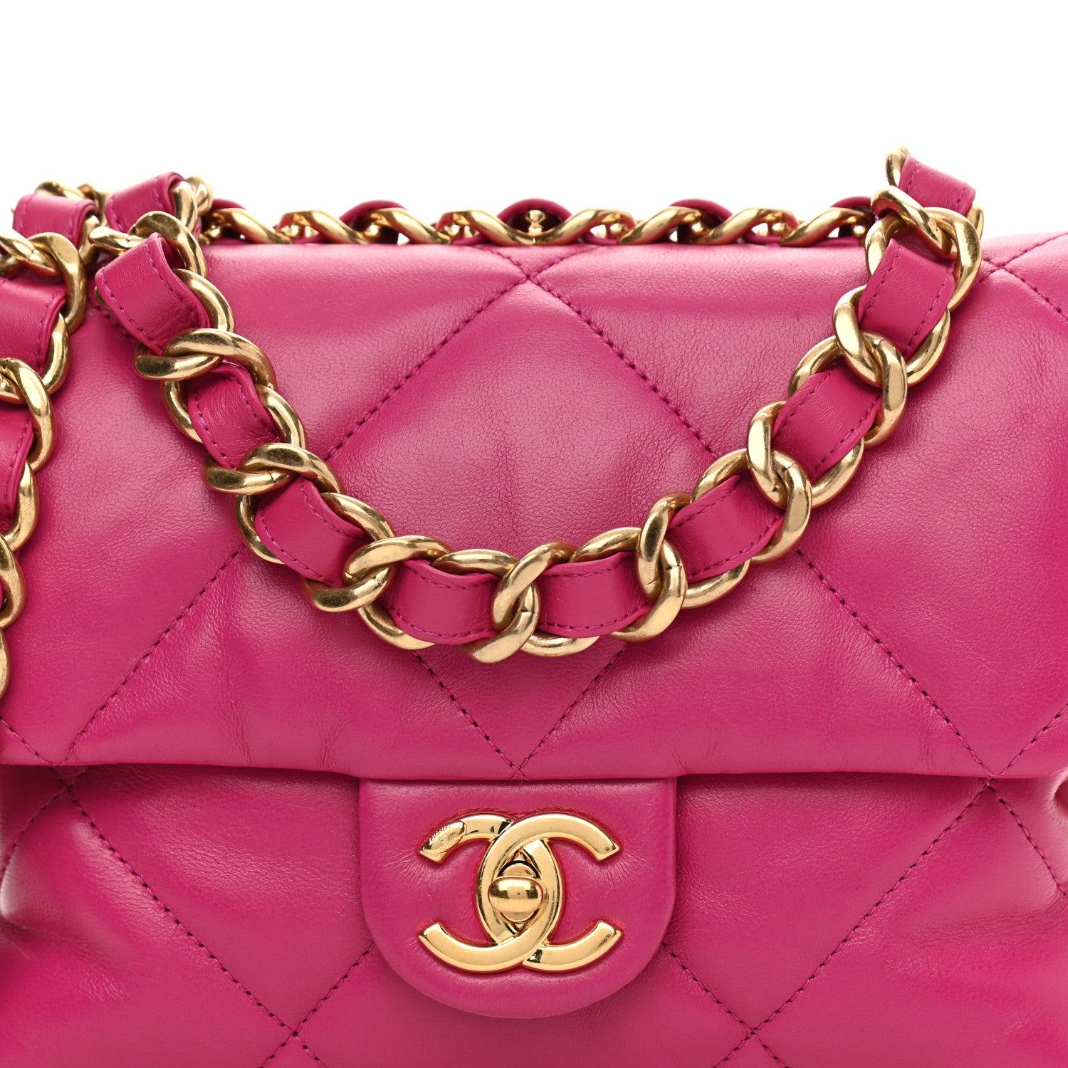 Chanel Lambskin Quilted Small Chain Top Handle Flap Pink 7 of 9