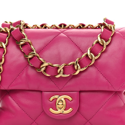 Chanel Lambskin Quilted Small Chain Top Handle Flap Pink 7 of 9