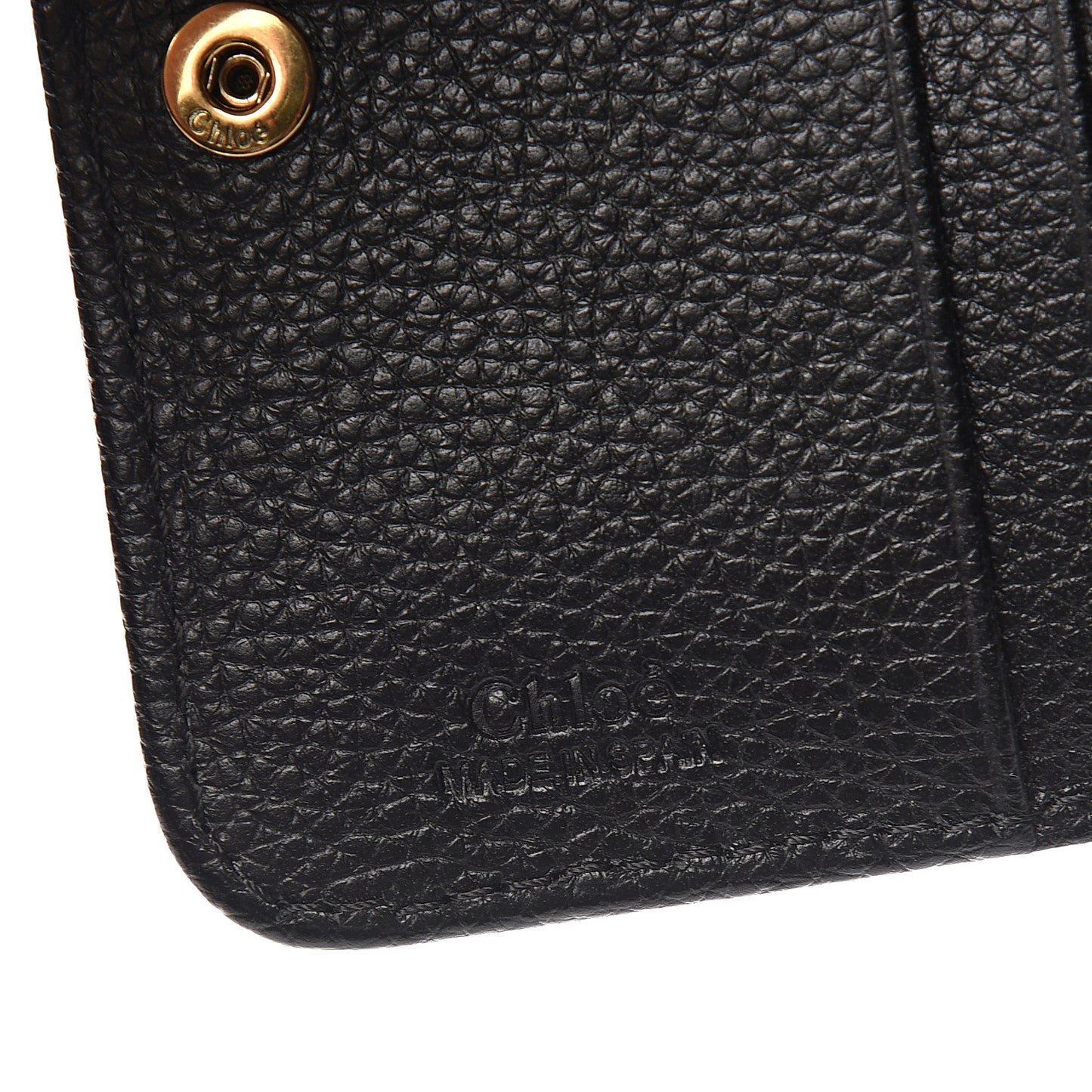 Grained Calfskin Compact Zip Around Wallet Black