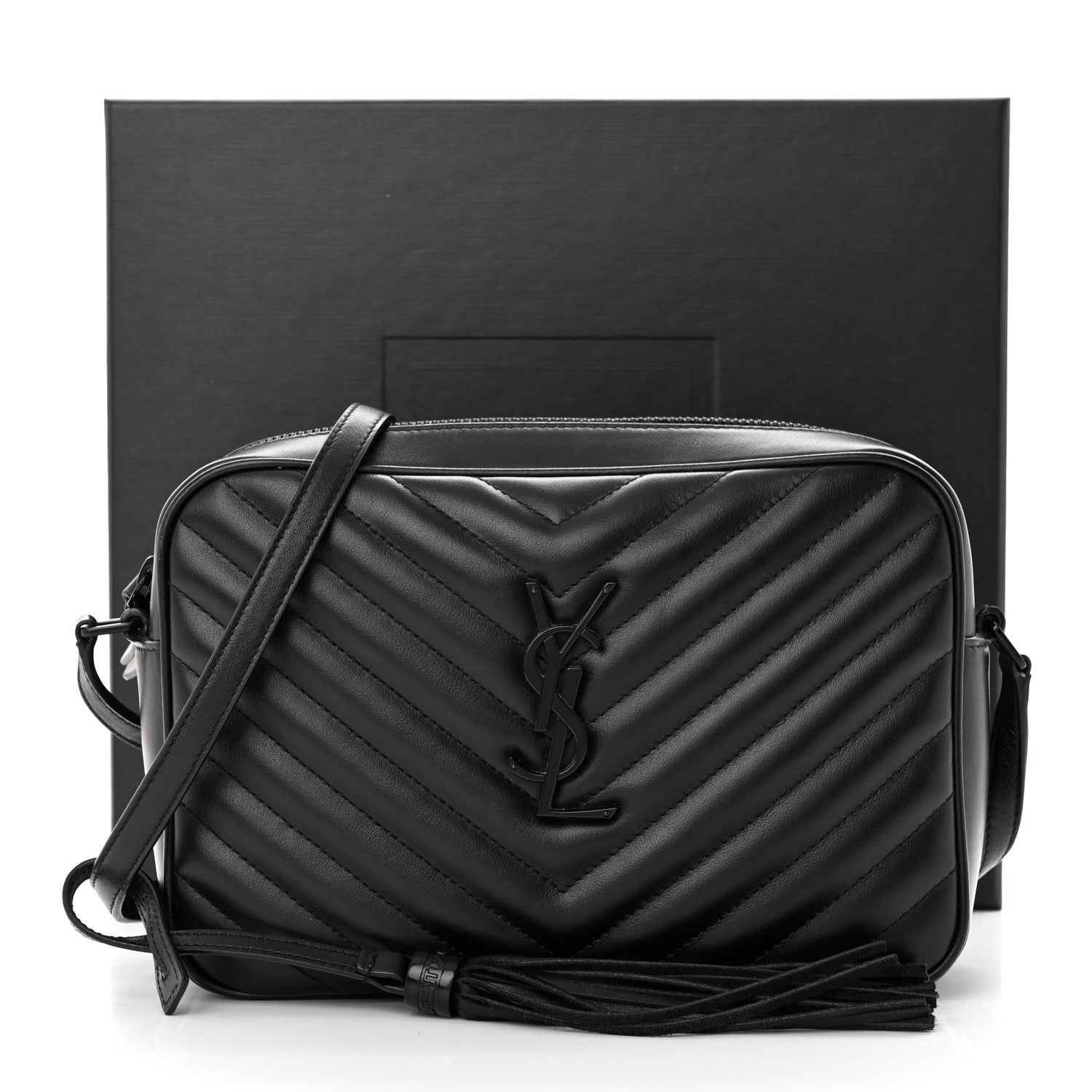 Saint Laurent Calfskin Matelasse Monogram Monochrome Lou Camera Bag Black 11 of 11