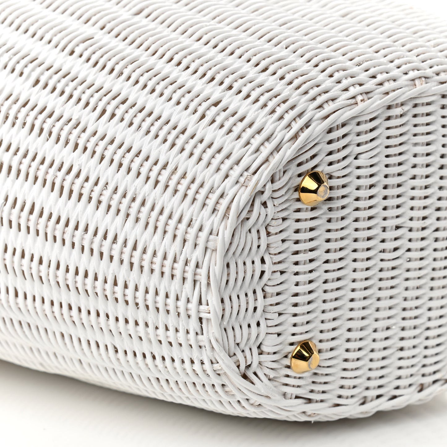 Wicker Canvas Shoulder Bag White