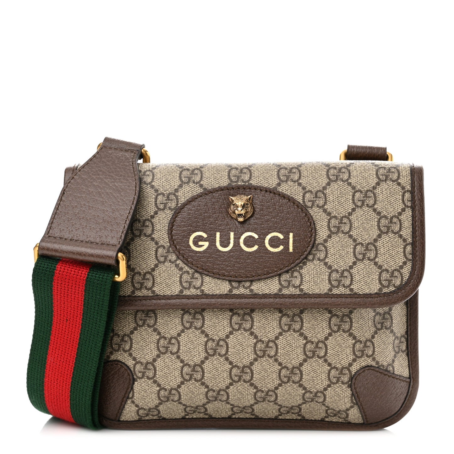 GG Supreme Monogram Web Small Neo Vintage Double Flap Messenger Bag Beige New Acero