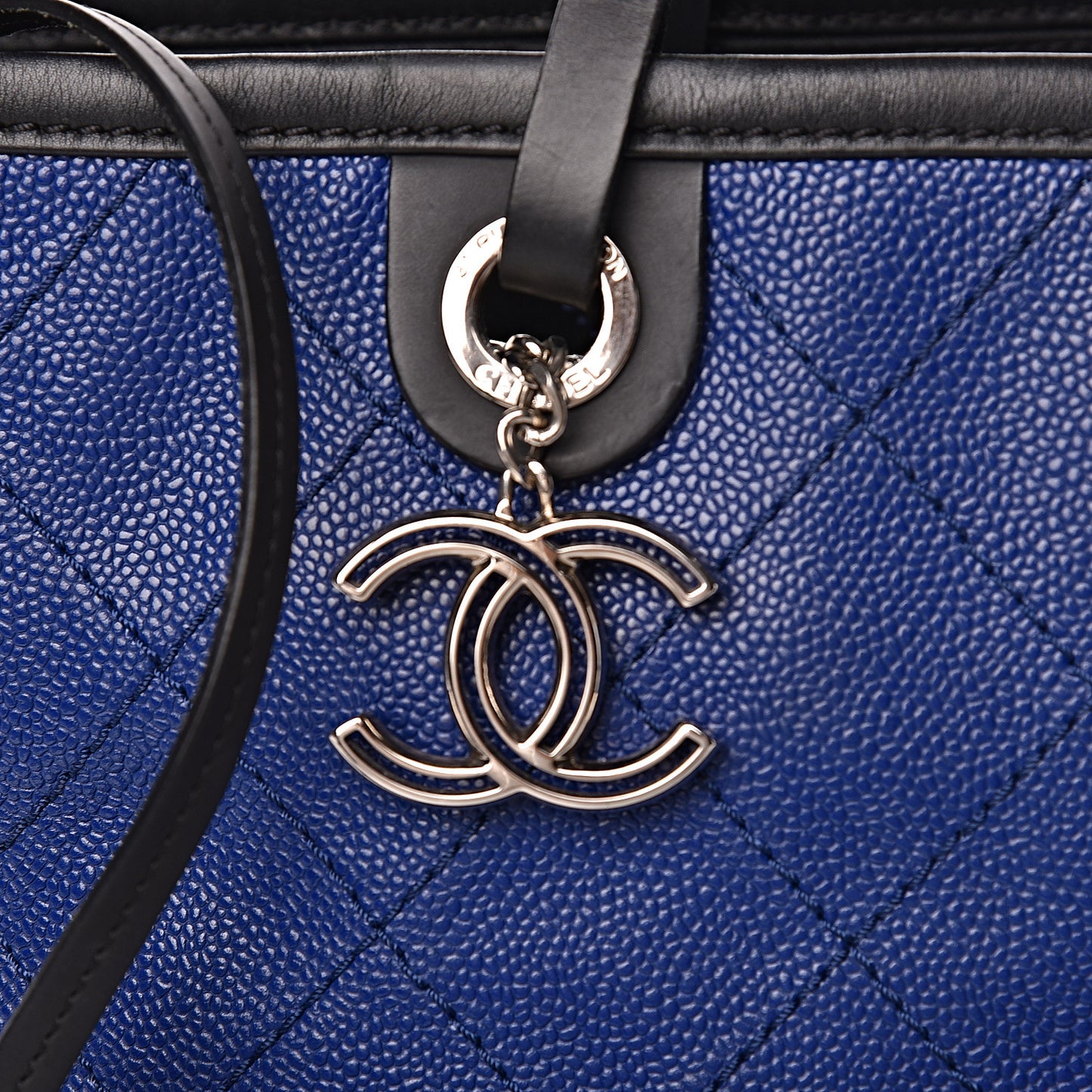 Grained Calfskin Shopping Fever Tote Blue