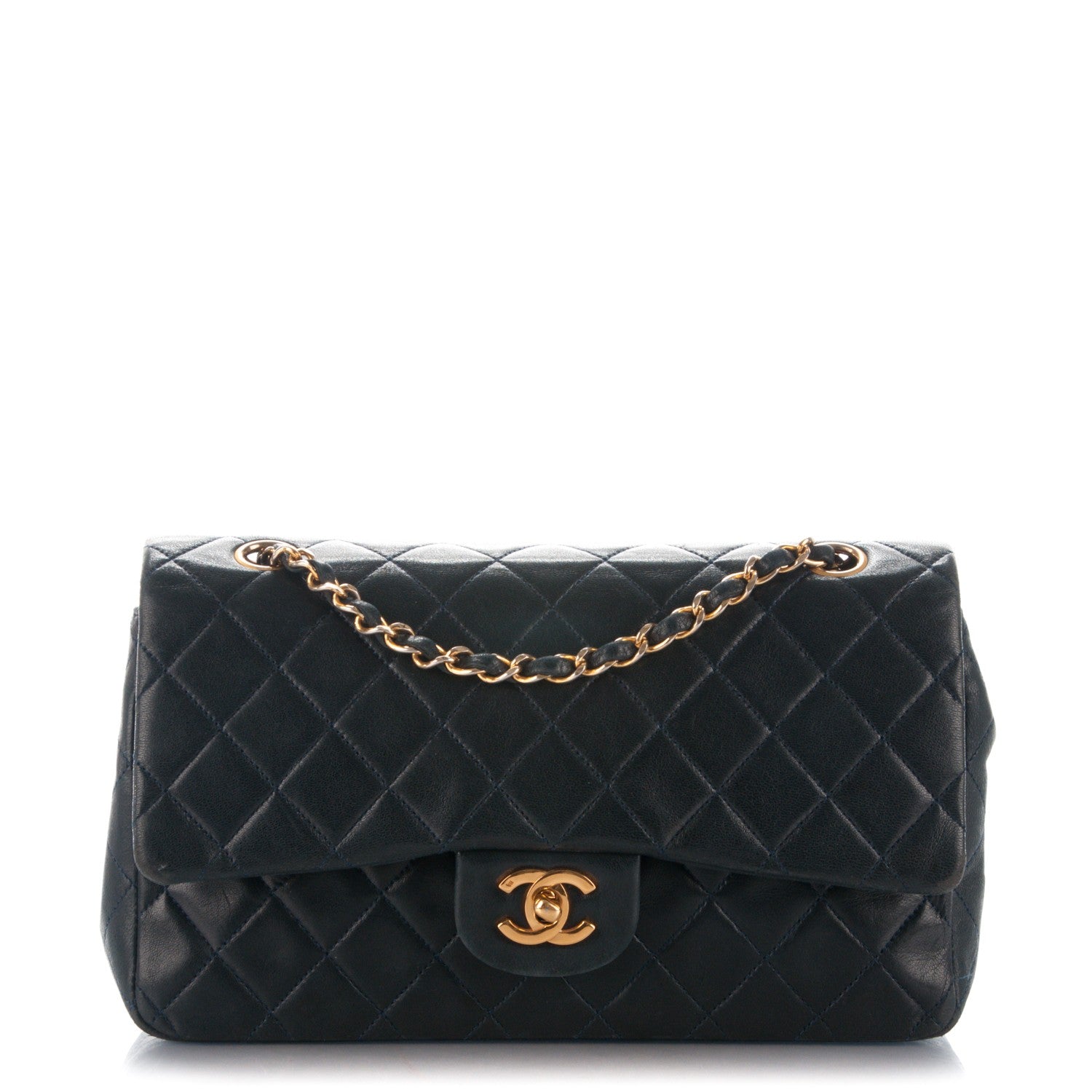 Chanel Lambskin Quilted Medium Double Flap Navy 1 of 8