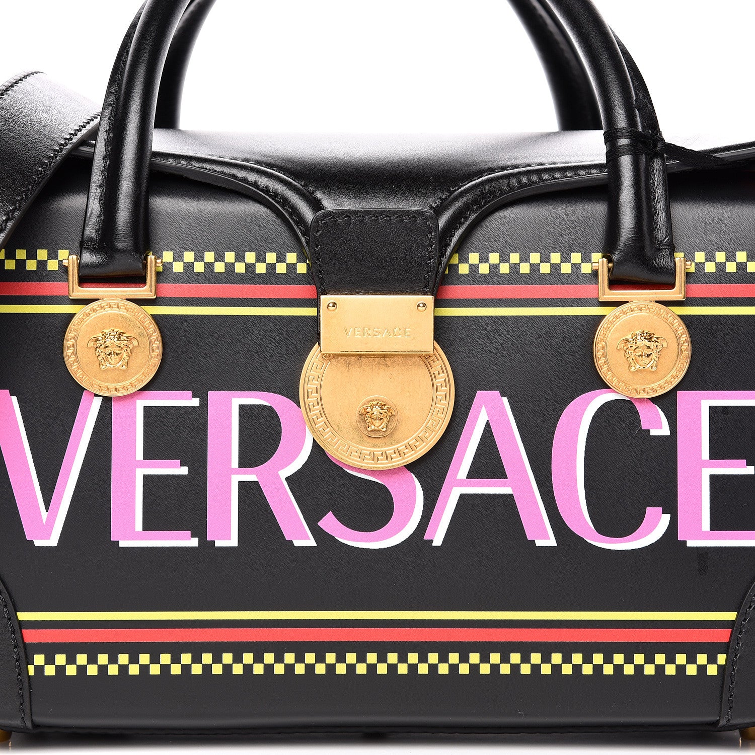Versace Vitello 90's Vintage Logo Bag Black 15 of 15