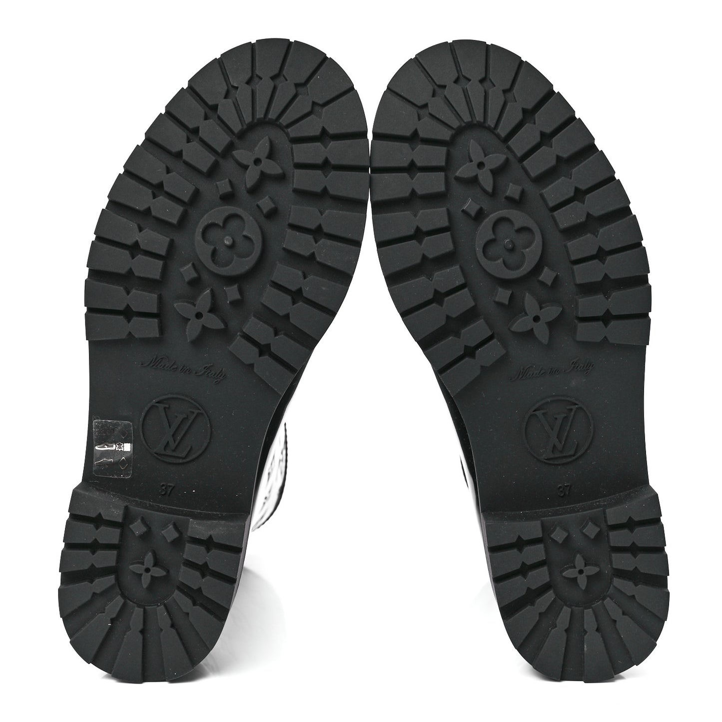 Rubber Embossed Monogram Drops Flat Half Boots 37 Black