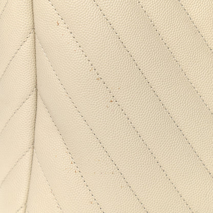 Chanel Caviar Chevron Quilted Coco Handle Shopping Tote Ivory 14 of 14