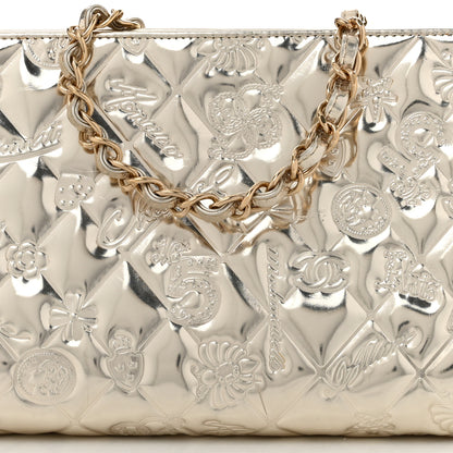 Chanel Metallic Patent Calfskin Lucky Symbols Pochette Gold 8 of 11