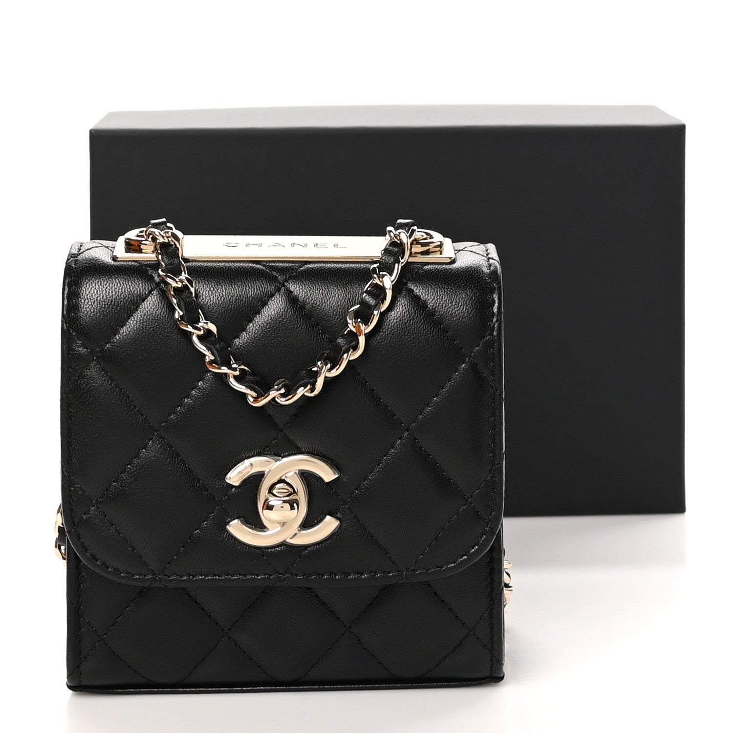 Chanel Lambskin Quilted Mini Trendy CC Chain Wallet Black 11 of 11