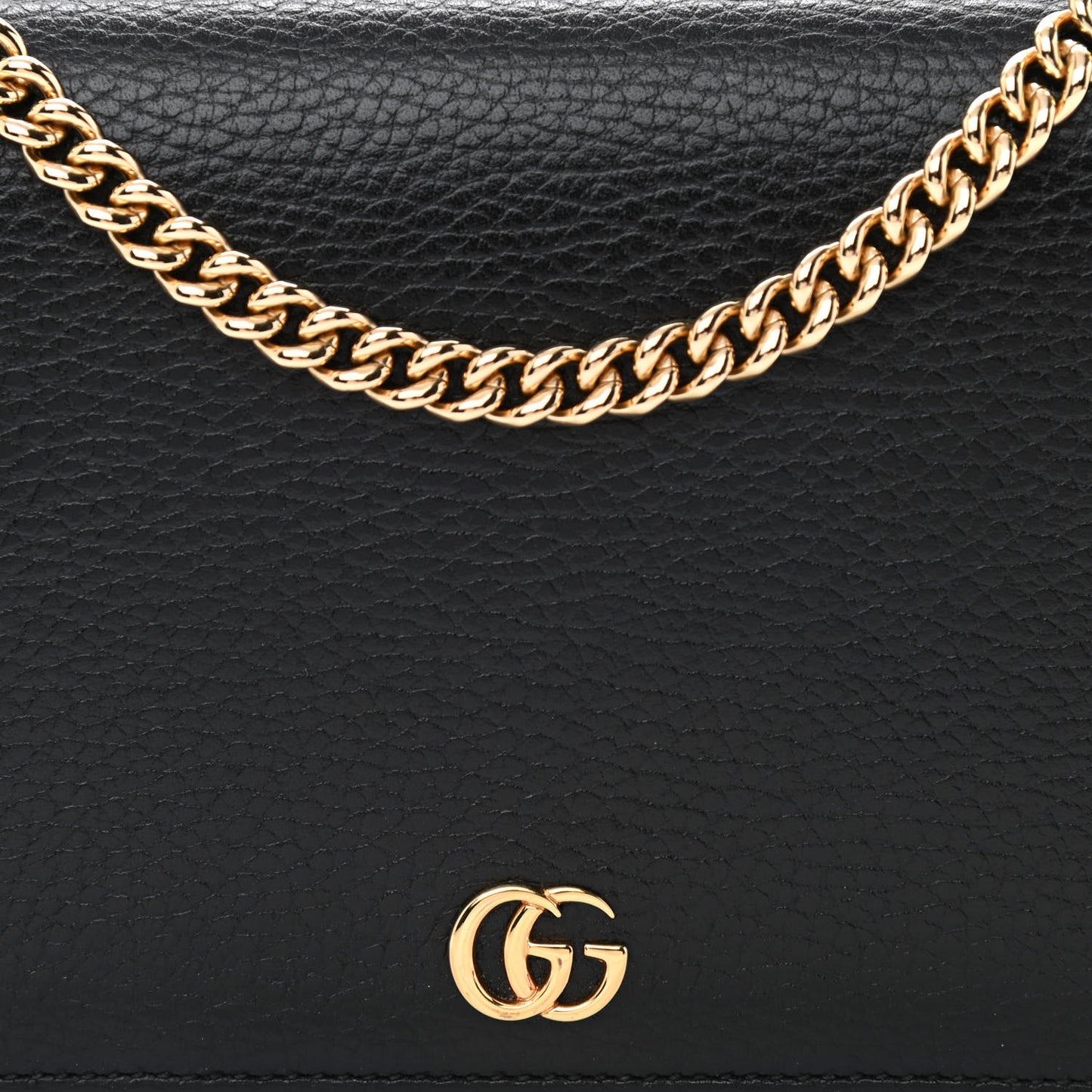 Calfskin Mini GG Marmont Chain Wallet Black