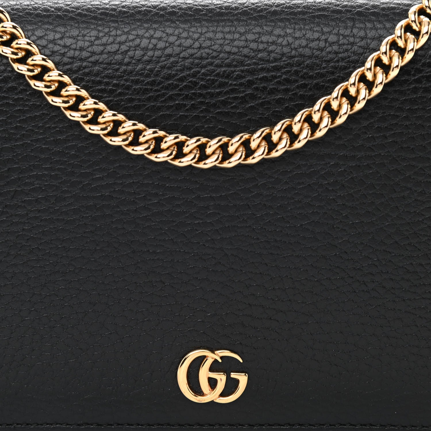Gucci Calfskin Mini GG Marmont Chain Wallet Black 7 of 9