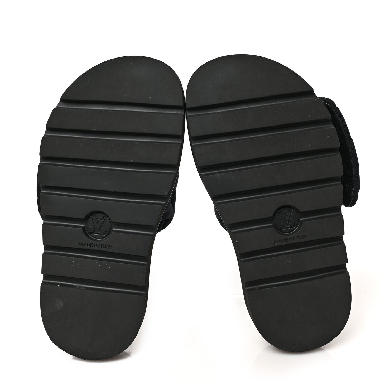 Technical Fabric Embossed Monogram Pool Pillow Comfort Mules 36 Black