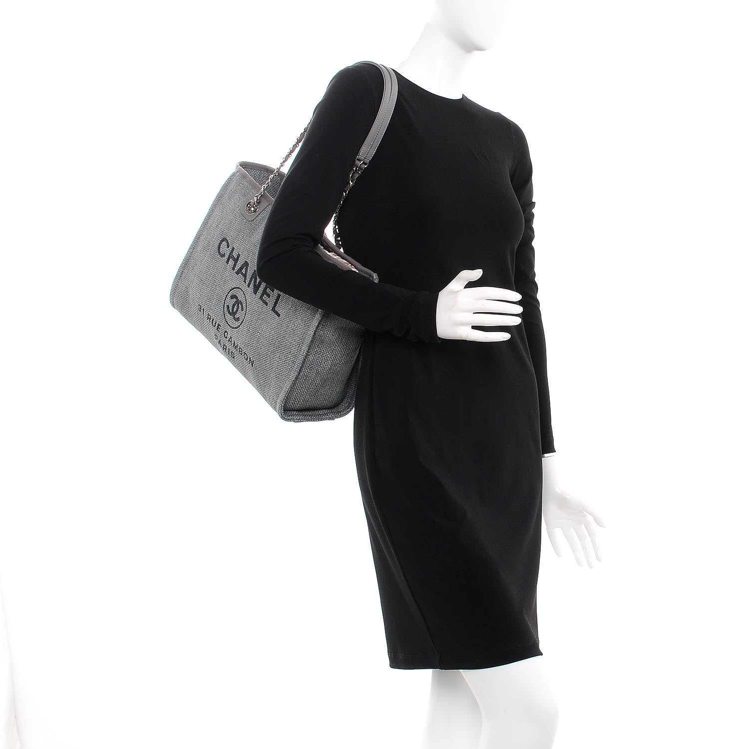 Chanel Canvas Small Deauville Tote Grey 2 of 7