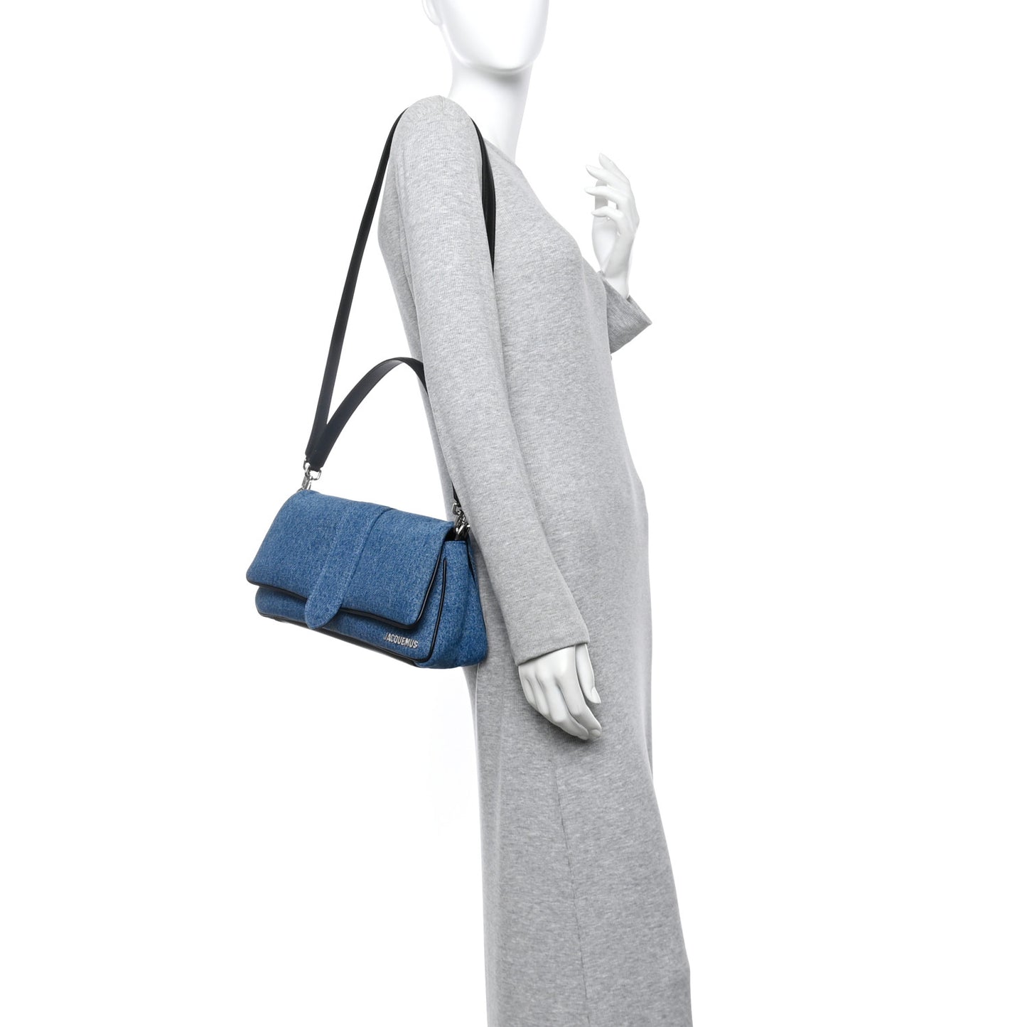 Soft Padded Denim Calfskin Le Bambimou Blue Black